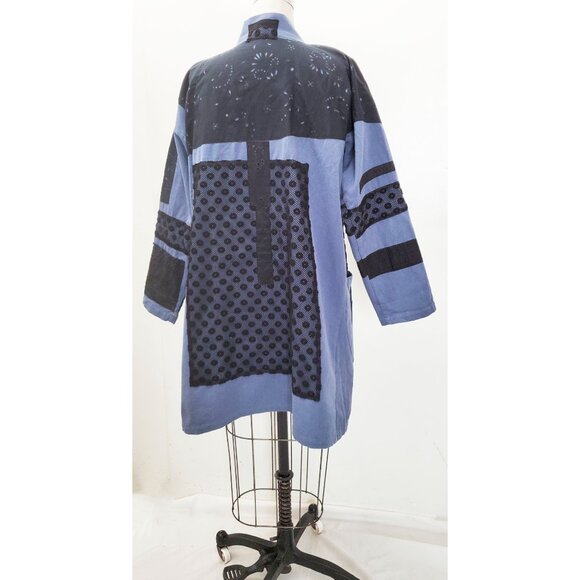 CAROL LEE SHANKS Womens Vintage Handmade Quilted Patchwork Jacket Coat Kimono - Picture 9 of 10